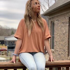 Women's Relaxed Fit Tan Tee